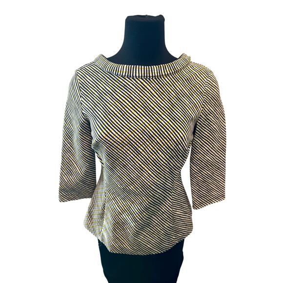 BODEN | Striped Boatneck Top Yellow Black White | Size 6 - Picture 3 of 8